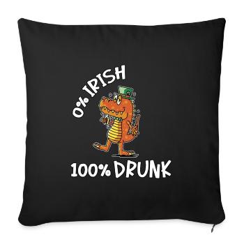 Betrunkener Leprechaun Dino 0 % Irlandais 100 % Drunk - Housse de coussin décorative 45 x 45 cm - noir - Devant