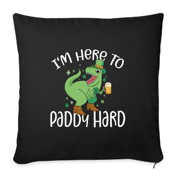 Bière de dinosaure T-Rex Leprechaun Je suis là pour Paddy Hard - Housse de coussin décorative 45 x 45 cm - noir - Devant