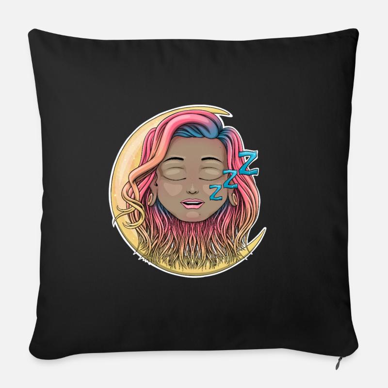 sleepy face - Sofa pillowcase 17,3'' x 17,3'' (45 x 45 cm) - black