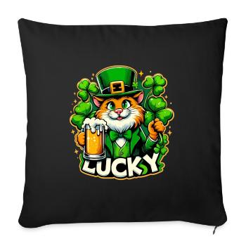 Saint-Patrick Leprechaun Cat Happy - Housse de coussin décorative 45 x 45 cm - noir - Devant