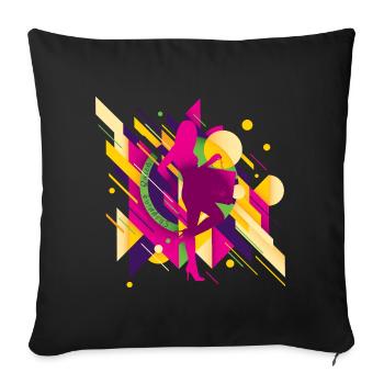 🌈 Bunte & Abstrakt Shopping Queen - Fashionistas - Sofakissenbezug 45 x 45 cm - Schwarz - Vorne