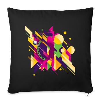 Golf & Kunst ⛳ Abstrakte Golferin in Pink - Sofakissenbezug 45 x 45 cm - Schwarz - Vorne
