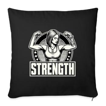 Force femme forte tension muscles cadeau - Housse de coussin décorative 45 x 45 cm - noir - Devant