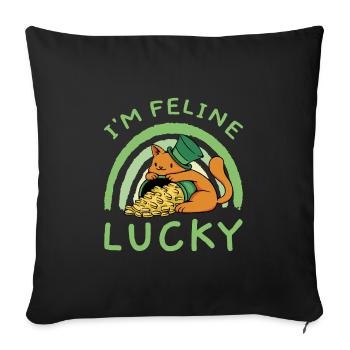 Saint-Patrick Chat heureux Kitty Chaton - Housse de coussin décorative 45 x 45 cm - noir - Devant