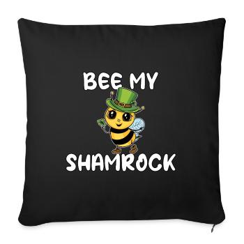 Abeille mignonne Leprechaun Goblin disant trèfle - Housse de coussin décorative 45 x 45 cm - noir - Devant