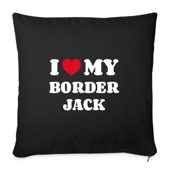 J'aime mon Border Jack - Housse de coussin décorative 45 x 45 cm - noir - Devant