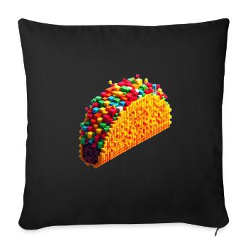 Taco aus bunten Plastiksteinen - Sofakissenbezug 45 x 45 cm - Schwarz - Vorne