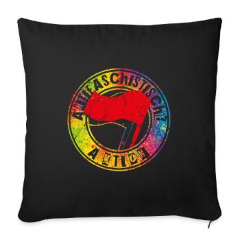 Action antifasciste - Housse de coussin décorative 45 x 45 cm - noir - Devant