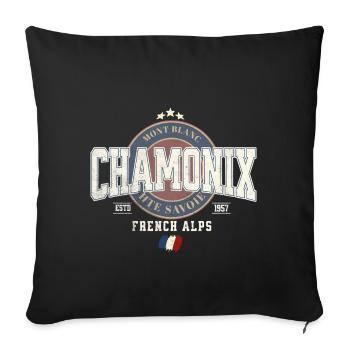 Mont Blanc Chamonix Design with French Flag - Sofa pillowcase 17,3'' x 17,3'' (45 x 45 cm) - black - Front