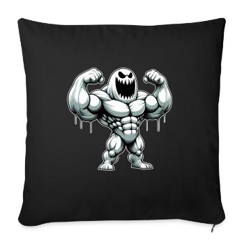 Weißes Monster - Muskeln lustiges Design 2026 - Sofakissenbezug 45 x 45 cm - Schwarz - Vorne