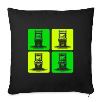Retro Gaming Automaten 80er - Sofakissenbezug 45 x 45 cm - Schwarz - Vorne
