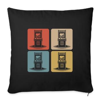 Retro Gaming Automaten 80er - Sofakissenbezug 45 x 45 cm - Schwarz - Vorne
