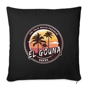 El Gouna Égypte Vintage Palmier Design - Housse de coussin décorative 45 x 45 cm - noir - Devant