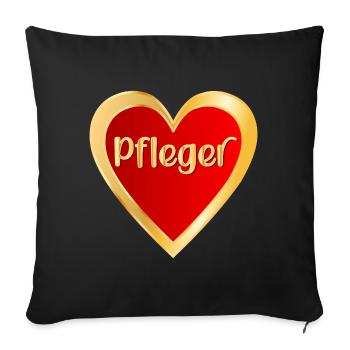 BERUF PFLEGE - HERZ PFLEGER - Sofakissenbezug 45 x 45 cm - Schwarz - Vorne