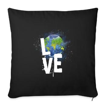 World Love - Sofa pillowcase 17,3'' x 17,3'' (45 x 45 cm) - black - Front