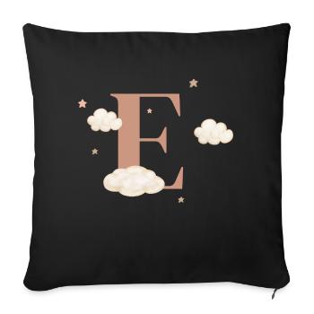 Lettre e nuages étoiles - Housse de coussin décorative 45 x 45 cm - noir - Devant