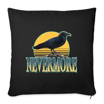 Nevermore – Corbeaux et esthétique gothique - Housse de coussin décorative 45 x 45 cm - noir - Devant