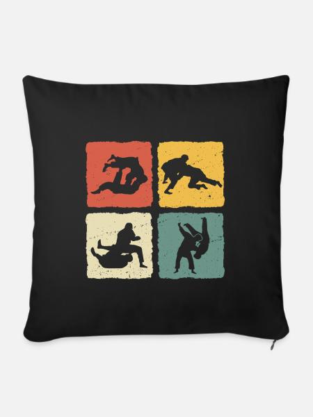 Jiu-Jitsu Retro Jiu jitsu - Sofakissenbezug 45 x 45 cm - Schwarz