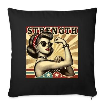 Strength Strong Cool Woman Rockabilly Gift - Sofa pillowcase 17,3'' x 17,3'' (45 x 45 cm) - black - Front