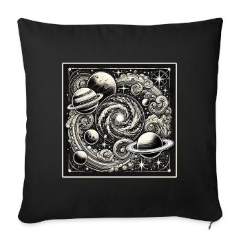 Kosmisches Universum Retro Style - Sofakissenbezug 45 x 45 cm - Schwarz - Vorne
