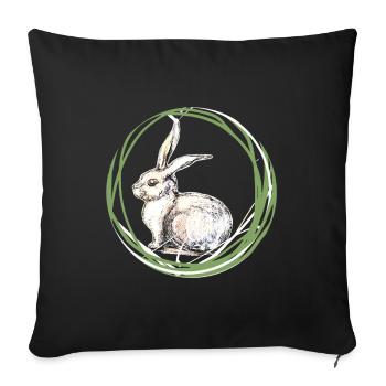 Hasenmotiv - Sofakissenbezug 45 x 45 cm - Schwarz - Vorne