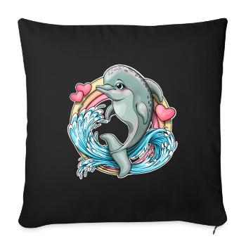 Dolphin - Sofa pillowcase 17,3'' x 17,3'' (45 x 45 cm) - black - Front