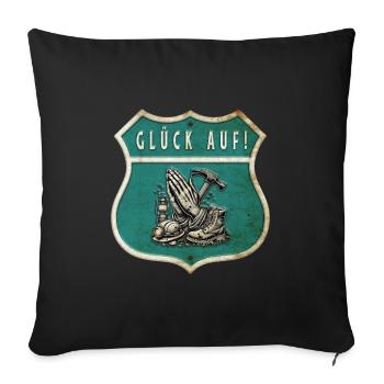 Mining – Faith & Work - Sofa pillowcase 17,3'' x 17,3'' (45 x 45 cm) - black - Front