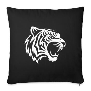 Tigre tribal blanc - Housse de coussin décorative 45 x 45 cm - noir - Devant