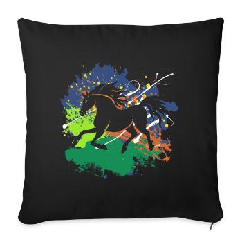 Wild horse on color - Sofa pillowcase 17,3'' x 17,3'' (45 x 45 cm) - black - Front
