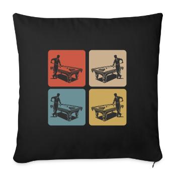 Joueur de billard vintage - Housse de coussin décorative 45 x 45 cm - noir - Devant