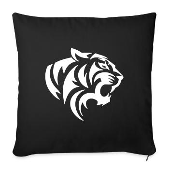 Tigre tribal blanc - Housse de coussin décorative 45 x 45 cm - noir - Devant