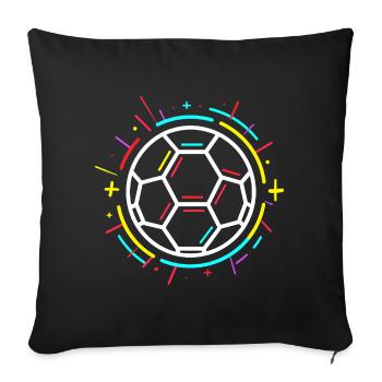 Dessin de ballon de football - Housse de coussin décorative 45 x 45 cm - noir - Devant