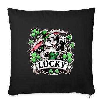 St. Patrick’s Day Hase Häsin Häschen Glücklich - Sofakissenbezug 45 x 45 cm - Schwarz - Vorne