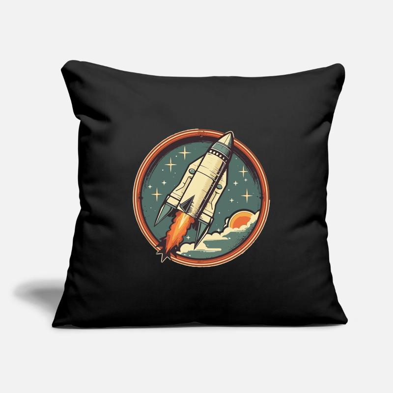 Fusée Rétro - Fusée Spatiale Housse de coussin décorative 45 x 45 cm