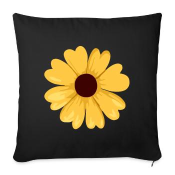 Tournesol jaune fleur illustration Sticker - Housse de coussin décorative 45 x 45 cm - noir - Devant