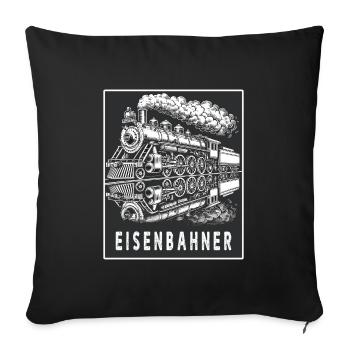 Locomotive à vapeur cheminot Retro - Housse de coussin décorative 45 x 45 cm - noir - Devant