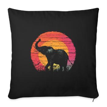 Elephant Vintage Sunset Silhouette - Sofa pillowcase 17,3'' x 17,3'' (45 x 45 cm) - black - Front