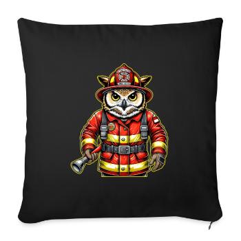 Hibou des pompiers – Le courage rencontre la sagesse - Housse de coussin décorative 45 x 45 cm - noir - Devant