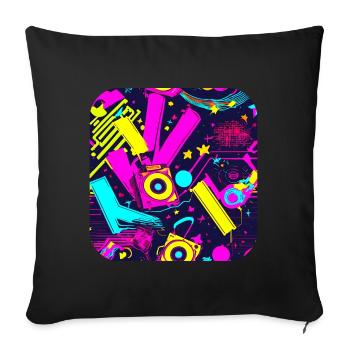 80er Neon Style Vintage Remix - Sofakissenbezug 45 x 45 cm - Schwarz - Vorne