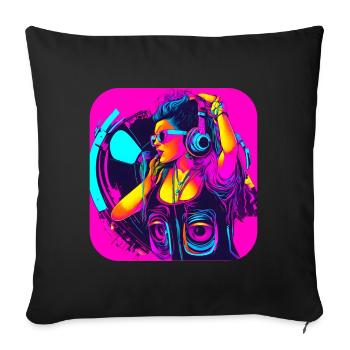 Mixtape de fête de devise des années 80 - Housse de coussin décorative 45 x 45 cm - noir - Devant