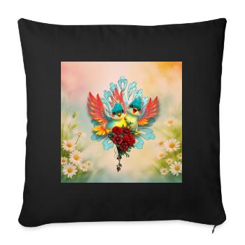 The friendly birds of good humor - Sofa pillowcase 17,3'' x 17,3'' (45 x 45 cm) - black - Front