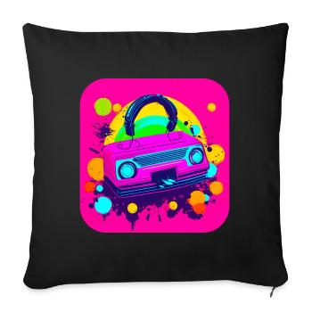 80s Retro Radio Star Nostalgia - Sofa pillowcase 17,3'' x 17,3'' (45 x 45 cm) - black - Front