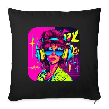 80s Party Vintage Theme Party Icon - Sofa pillowcase 17,3'' x 17,3'' (45 x 45 cm) - black - Front