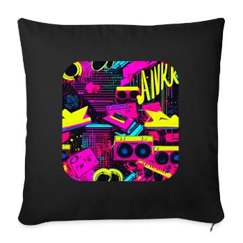 Années 80 Mode de vie Oldschool Pop - Housse de coussin décorative 45 x 45 cm - noir - Devant