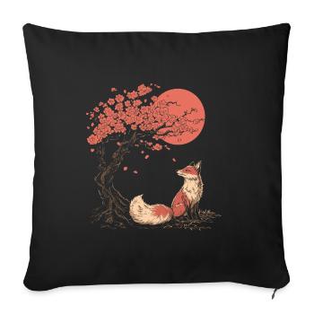 Fox Sakura Tree Church Blossom Japan - Sofa pillowcase 17,3'' x 17,3'' (45 x 45 cm) - black - Front