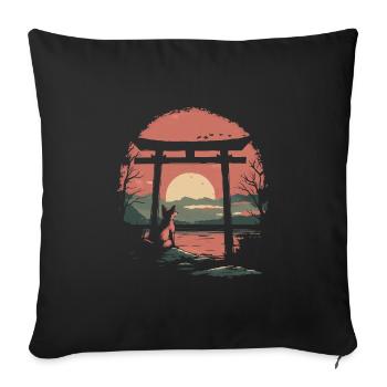 Fox Torii Gate Japan - Sofa pillowcase 17,3'' x 17,3'' (45 x 45 cm) - black - Front