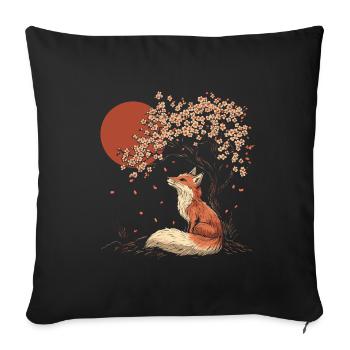 Fox Sakura Tree Church Blossom Japan - Sofa pillowcase 17,3'' x 17,3'' (45 x 45 cm) - black - Front