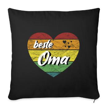 beste Oma Geschenk Lieblingsoma Herz retro vintage - Sofakissenbezug 45 x 45 cm - Schwarz - Vorne