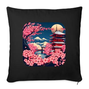 Japon Tour du Monde Temples Culture - Housse de coussin décorative 45 x 45 cm - noir - Devant