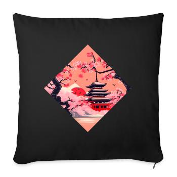 Japon Tour du Monde Temples Culture - Housse de coussin décorative 45 x 45 cm - noir - Devant